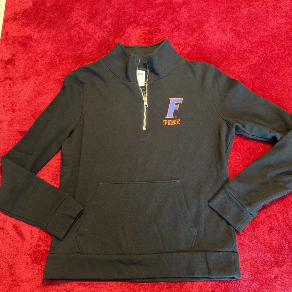 PINK Victoria's Secret Florida Gators Quarter Zip Sequin Sweatshirt Black Small